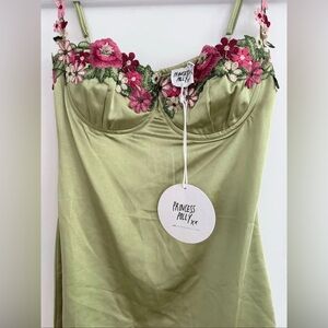 Princess Polly Olive Dress with Floral Accents